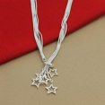 thumbnail image 1 of GKNET Starry Elegance 925 Sterling Silver Five Star Pendant Necklace Snake Chain-default, 1 of 5
