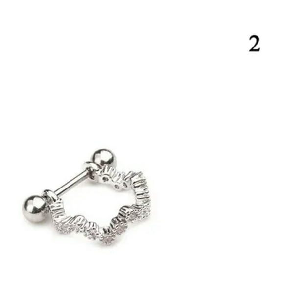 GKNET Steel Barbell CZ Hoop Earring Ear Stud Ear Tragus Cartilage Helix Lobe Piercing/-2