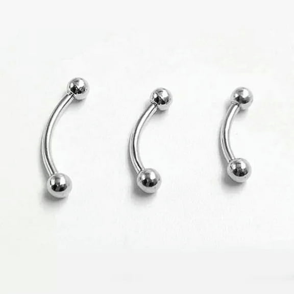GKNET Sterling Silver Eyebrow Stud Curved Barbell Ear Tragus Helix Piercing Ring A1237-8mm (1 pc)