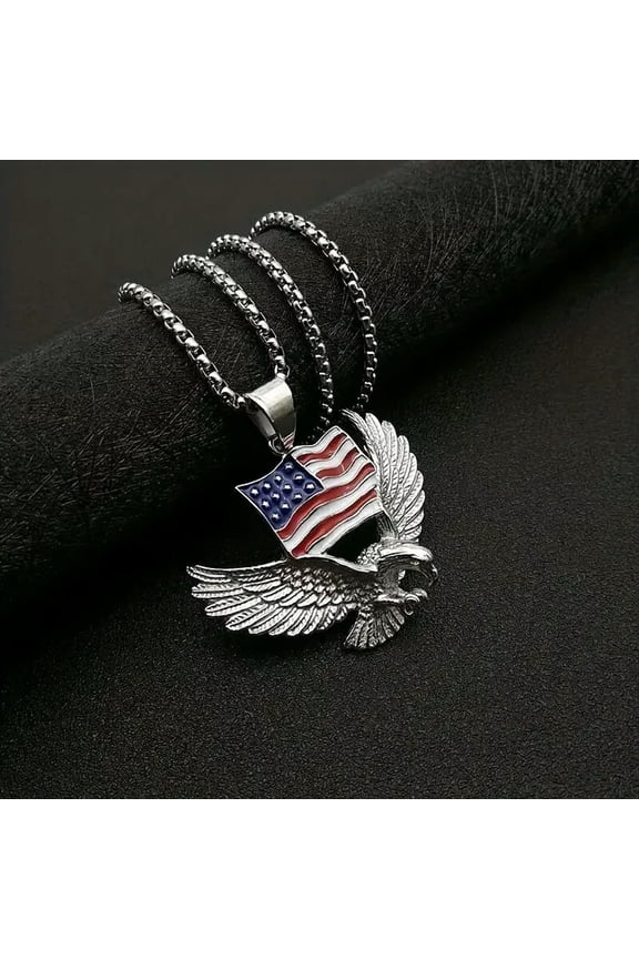 Stylish American Flag Eagle Pendant Necklace
