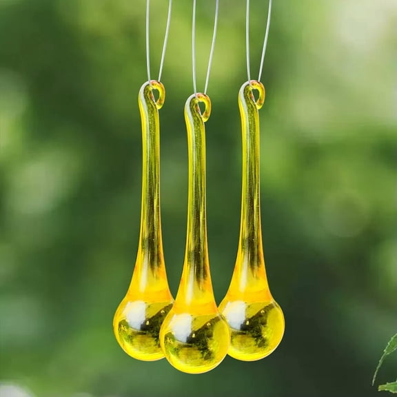 GKNET Suncatcher 5PC Fengshui Yellow WaterDrop Crystal Chandelier Pendant Lamp Hanging