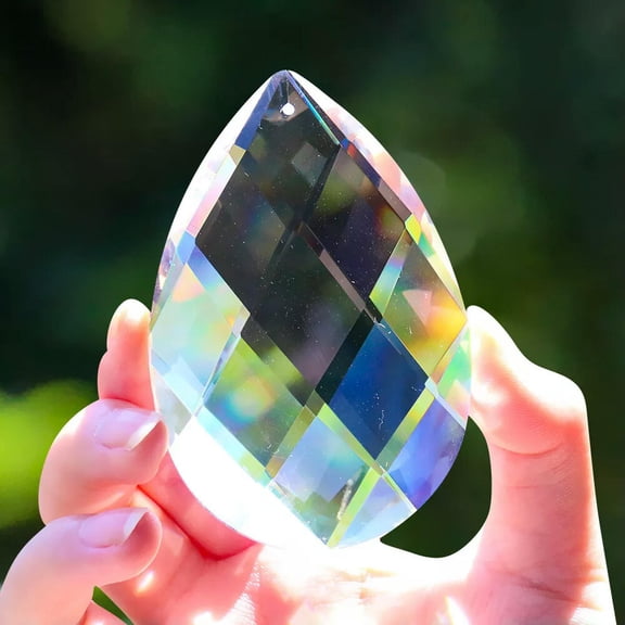 GKNET Suncatcher Fengshui Faceted Prism Hanging 89MM Clear Grid Crystal Chandelier DIY