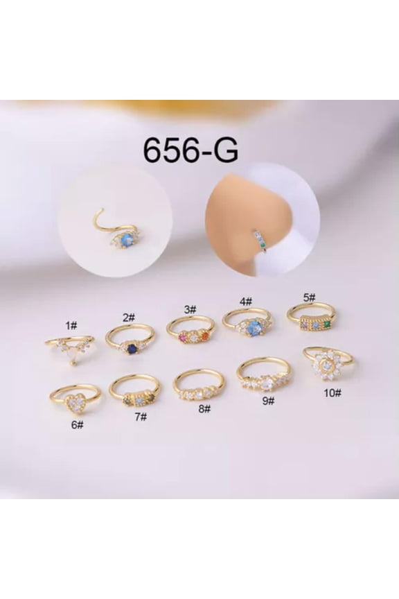 Surgical Steel Septum Clicker Nose Daith Segment Cartilage Rings Hoop Piercing-golden-5#