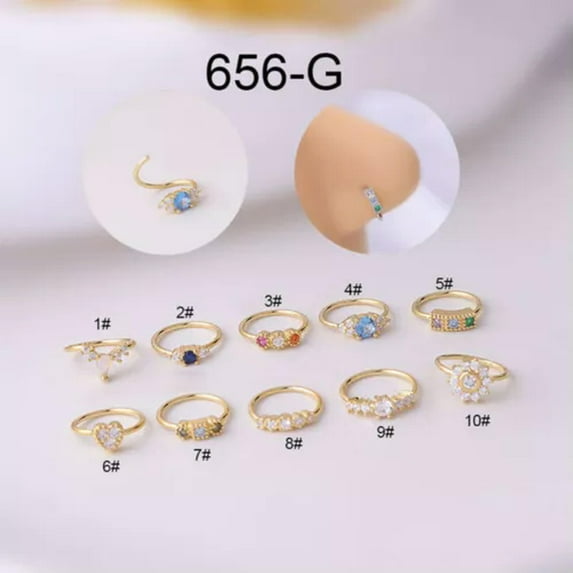 GKNET Surgical Steel Septum Clicker Nose Daith Segment Cartilage Rings Hoop Piercing/-golden-7#