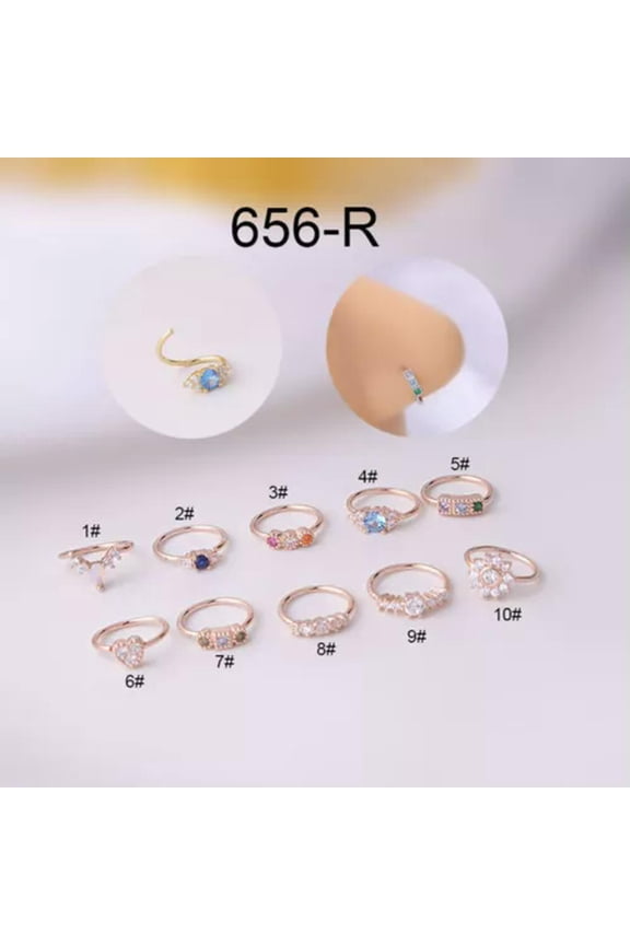 Surgical Steel Septum Clicker Nose Daith Segment Cartilage Rings Hoop Piercing/-rose golden-10#