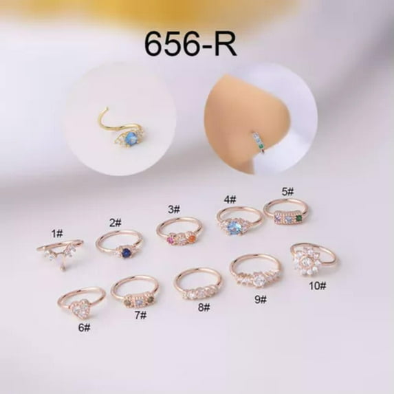 GKNET Surgical Steel Septum Clicker Nose Daith Segment Cartilage Rings Hoop Piercing/-rose golden-3#