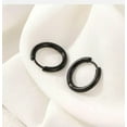 thumbnail image 1 of GKNET Surgical Steel Small Round Huggie Hoop Earrings Trendy Delicate Jewelry Gift For Her/Him-Black-14mm, 1 of 9