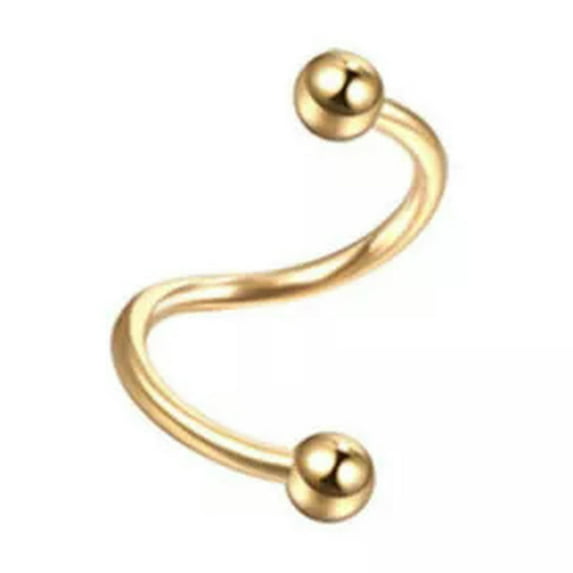 GKNET Surgical Steel Spiral Twisted Lip Ring Nose Rings Ear Cartilage Helix Piercing-gold-taper