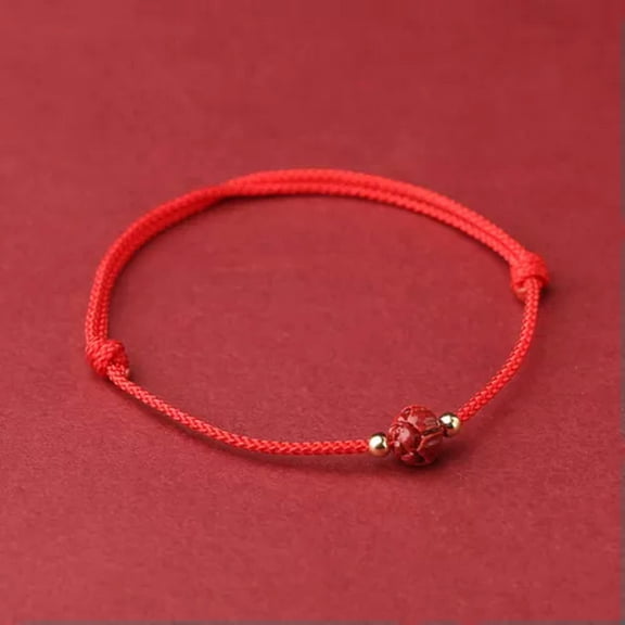 GKNET Tibetan Buddhist Lotus Beaded Bracelet Handmade Braided Adjustable Lucky Red WY4-A3