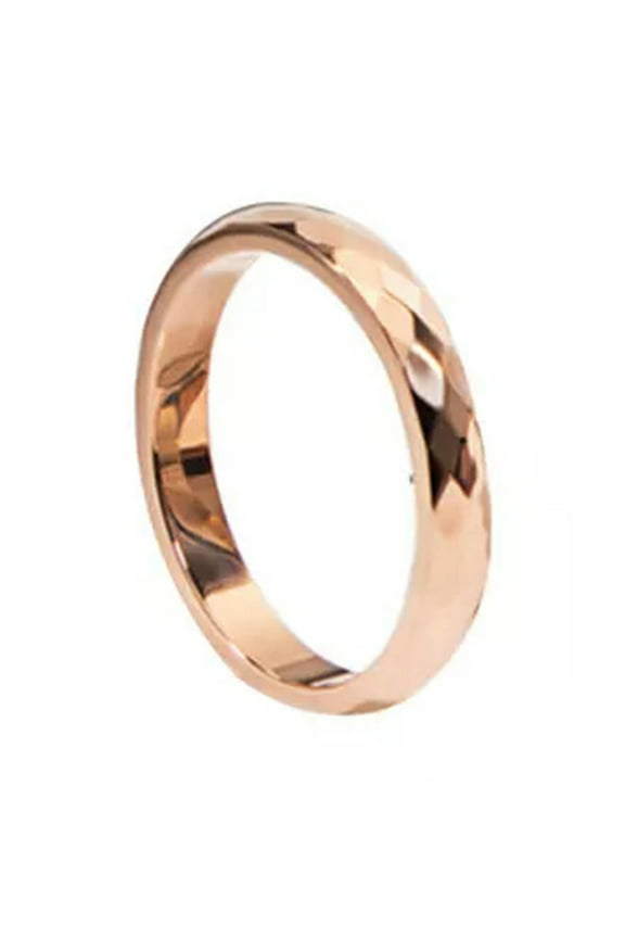 Titanium Steel 3mm Wide Men Women Wedding Band Comfort Ring V-shaped Pattern-rose gold-5