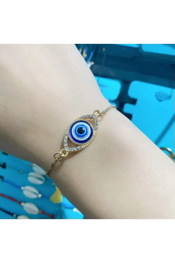 Turkish Evil Eye Good Luck Protection Bracelet Zircon Bangle Womens Delicate Jewelry Gift