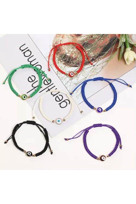 Turkish Hamsa Lucky Evil Eye Bracelet Adjustable Braided Bangle Womens Jewellery-11-6PCS