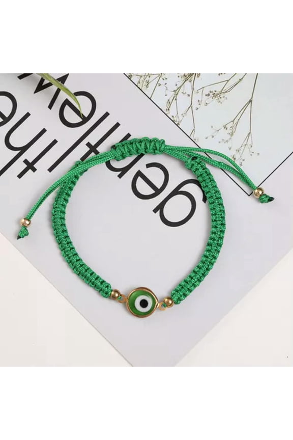 Turkish Hamsa Lucky Evil Eye Bracelet Adjustable Braided Bangle Womens Jewellery-3-Green