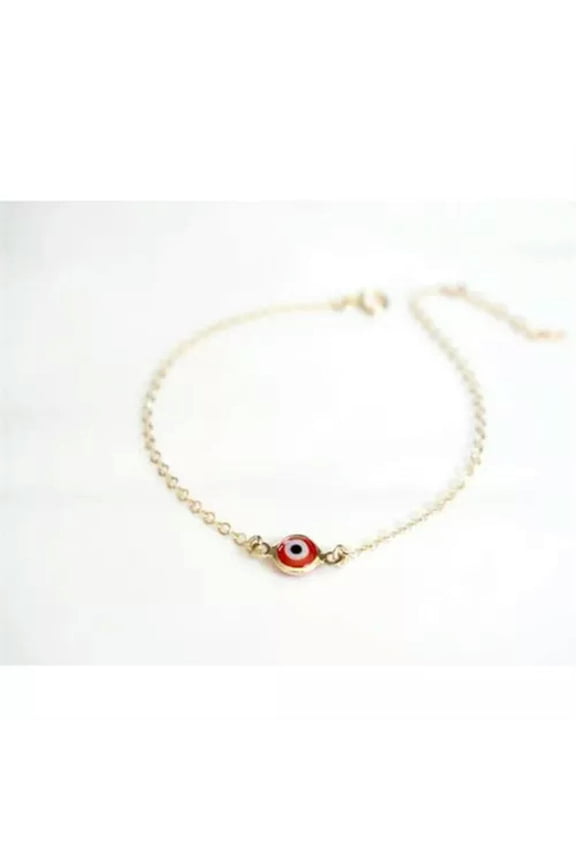 Turkish Hamsa Lucky Evil Eye Bracelet Chain Braided Bangle Elegant Women Jewelry-Red Eye Chain