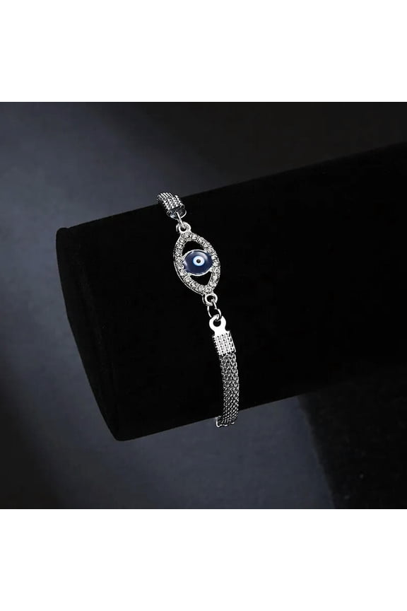 Turkish Hamsa Lucky Evil Eye Bracelet Silver Zircon Bangle Elegant Women Jewelry
