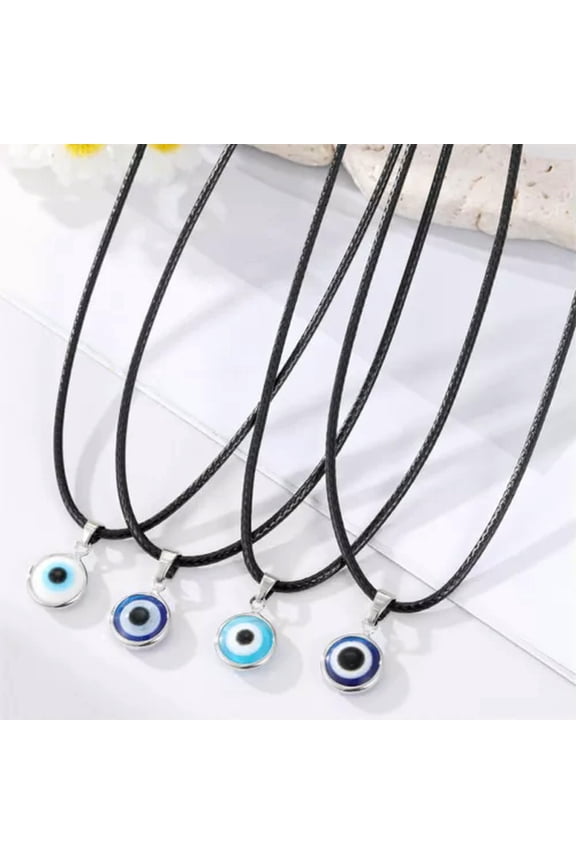 Turkish Hamsa Lucky Evil Eye Pendant Necklace Clavicle Chain Charm Women Jewelry-15-4Pcs Eye Rope