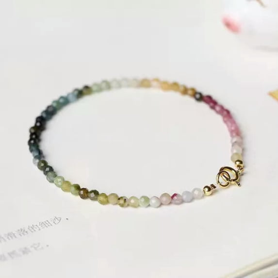 GKNET Ultra-Fine Rainbow Small Tourmaline Bracelet Gradient Light Luxury Bracelet WY4-without an extension
