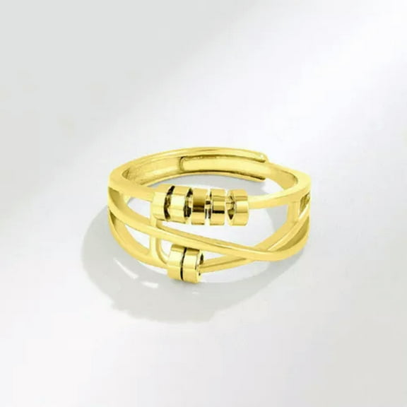 GKNET Unisex Anti Anxiety Rings Silver Adjustable Anxiety Relief Spinning Fidget Ring~-golden