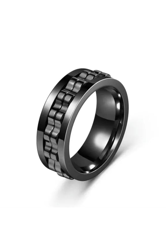 Unisex Couple Ring Gift Gear Rotating Ring Chain Spinner Ring Delicate Jewelry Fashion US-black-10