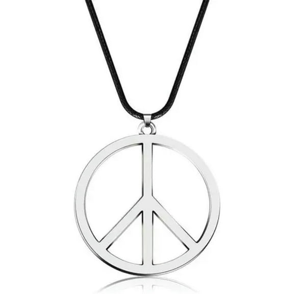 GKNET Unisex Light Stainless Steel Peace Sign Pendant Necklace Delicate Jewelry Rope