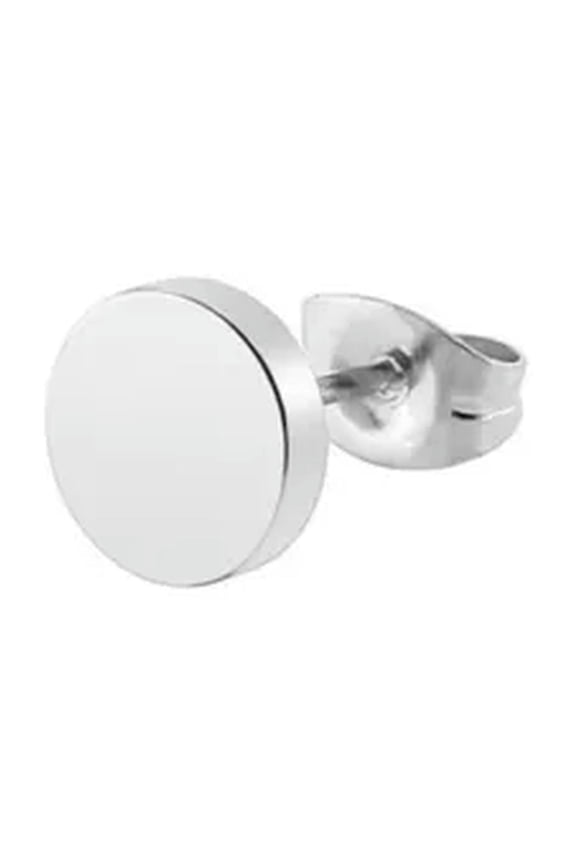Unisex Punk Round Barbell Stud Earrings Titanium Stainless Steel Ear Ring Jewelr-silver-10mm