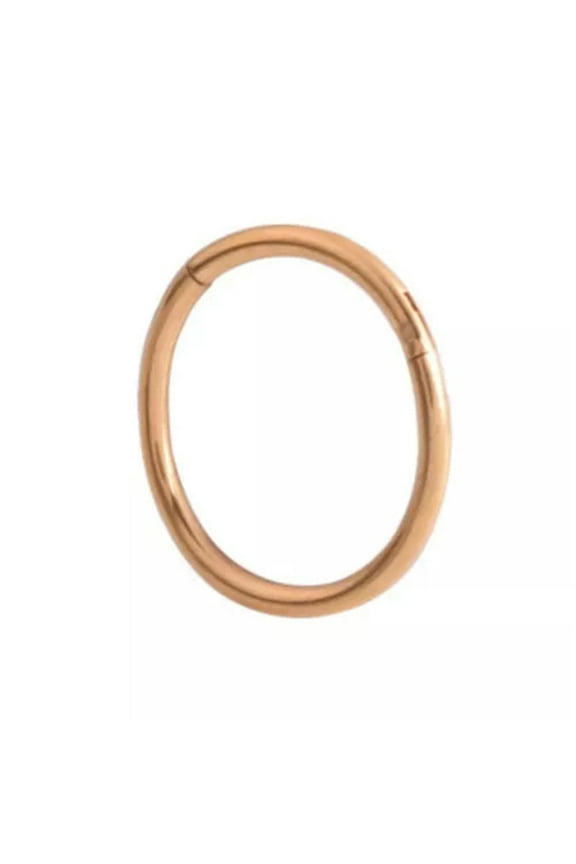 Unisex Titanium Hinged Segment Nose Ring Ear Cartilage Tragus Helix Lip Piercing-Rose Gold-12 mm-16g (1.2 mm)