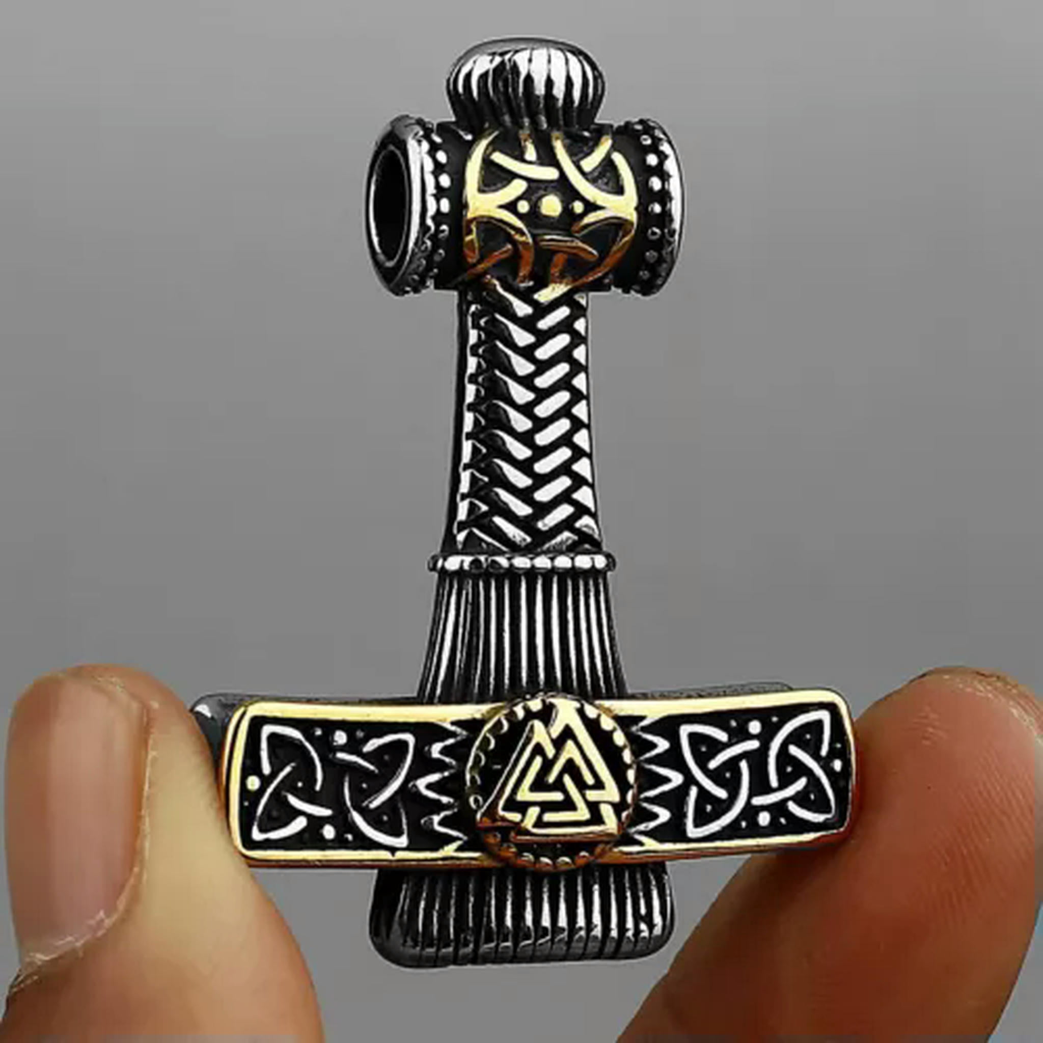 GKNET Viking Odin Thunder Hammer Rune Fashion Stainless Steel Pendant ...