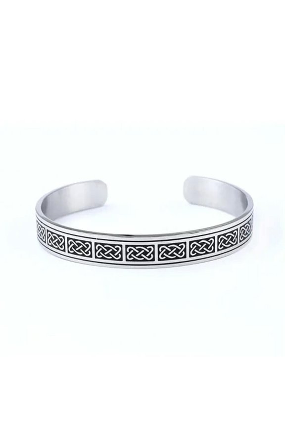 Viking Series British Style Stainless Steel Open Bangle Cuff Bracelet-Style 5