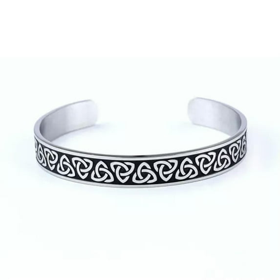 GKNET Viking Series British Style Stainless Steel Open Bangle Cuff Bracelet-Style 6