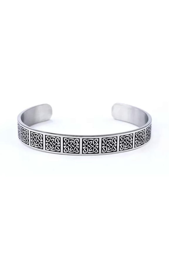 Viking Series British Style Stainless Steel Open Bangle Cuff Bracelet-Style 1
