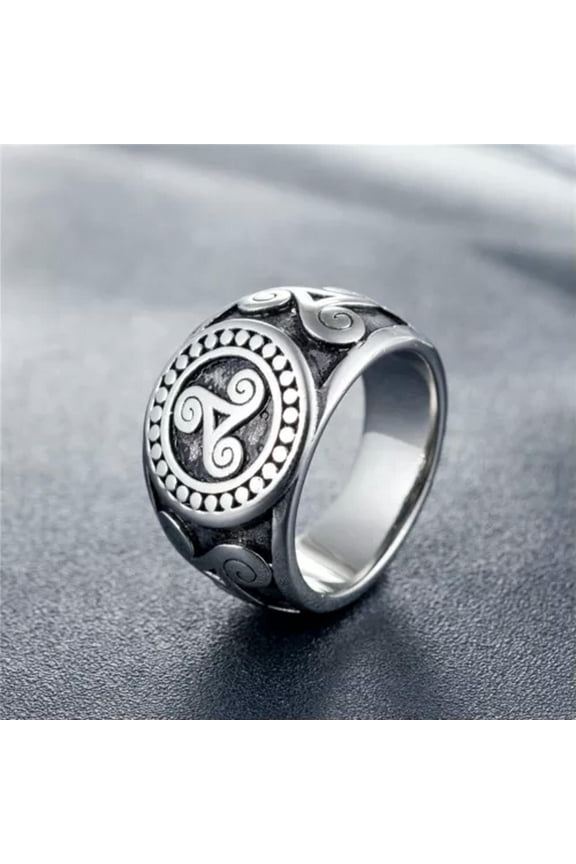 Viking Stainless Steel Biker Futhark Men Odin Ring Nordic Runes Triangle Jewelry-10-#8