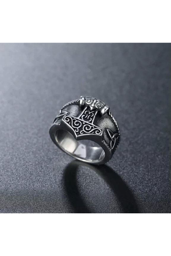 Viking Stainless Steel Biker Futhark Men Odin Ring Nordic Runes Triangle Jewelry-8-#13