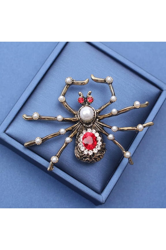 Vintage Alloy Large Baroque Spider Brooch Luxury Critter Pin