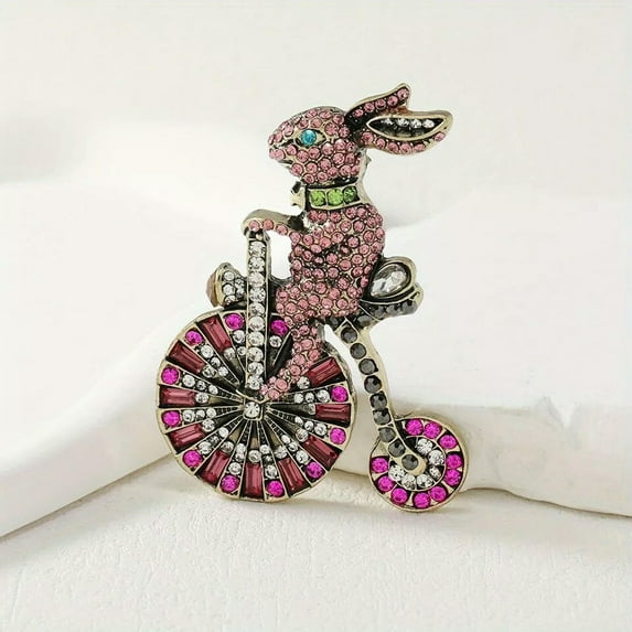 GKNET Vintage Animal Brooch Creative Bunny Biking Pin Accessory Corsage
