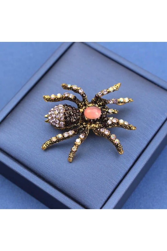 Vintage Baroque Spider Brooch Luxury Insect Pin Ladies Banquet Party Gift
