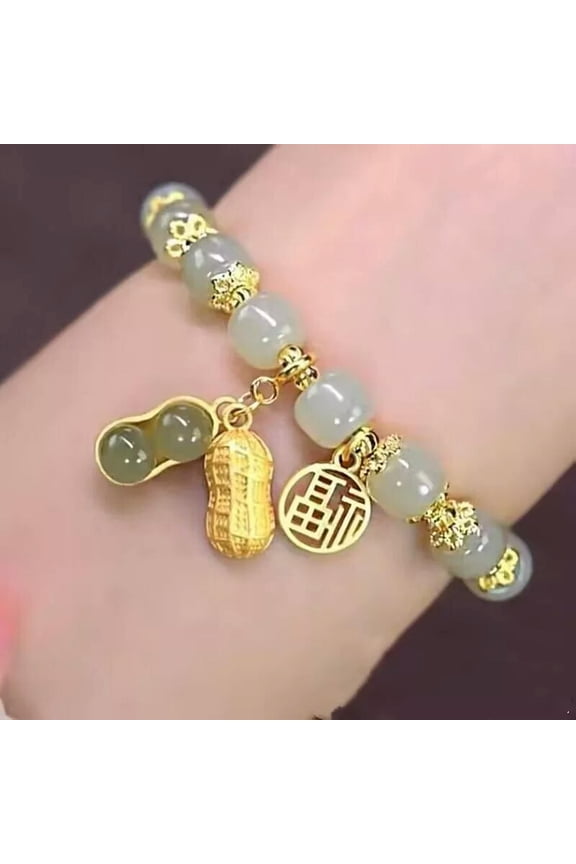 Vintage Chinese Fashion Beaded Bracelets Lucky Peanut Pendant Elegant Bracel WY4