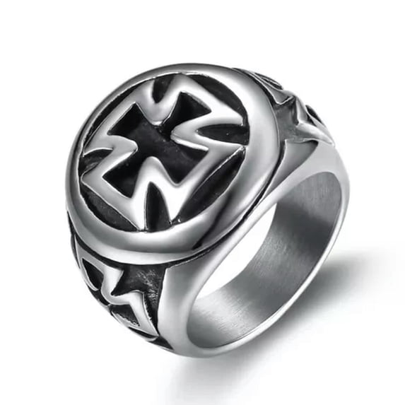 GKNET Vintage Fashion Arc Cross Men's Stainless Steel Personalized Rings Size 7-15