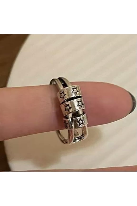 Vintage Gothic Pentagram Star Alloy Open Rings Fashion Adjustable Finger Rin WY4-2