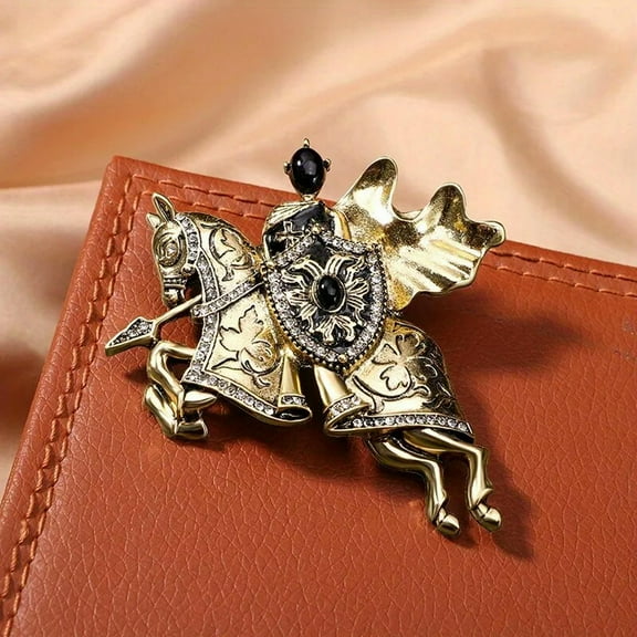 GKNET Vintage Knight Brooch European War Horse Shape Pin