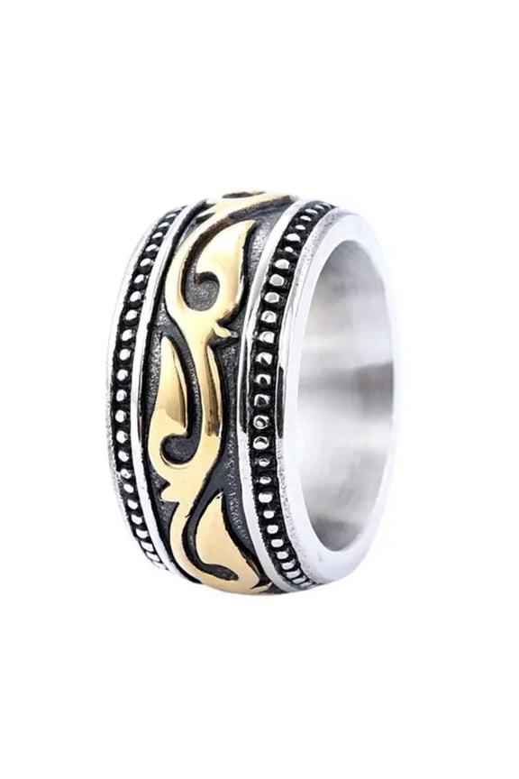 Vintage Mens Stainless Steel Domineering Totem Circle Ring Size 7-15