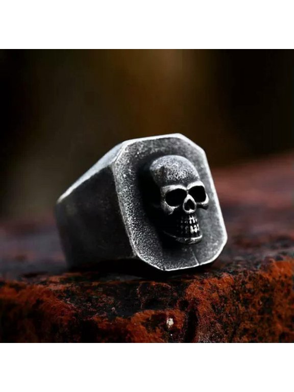 Vintage Phantom Skull Men Rings Stainless Steel Delicate Jewelry Ring Signet Biker Ring-8