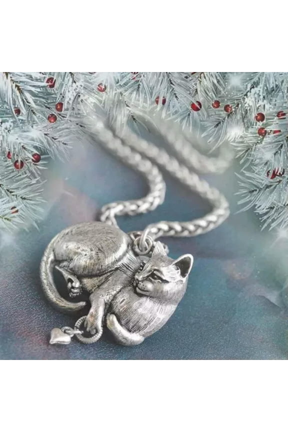 Vintage Retro Cat Pendant Necklace Silver Plated Neck Delicate Jewelry Women Men Gift New