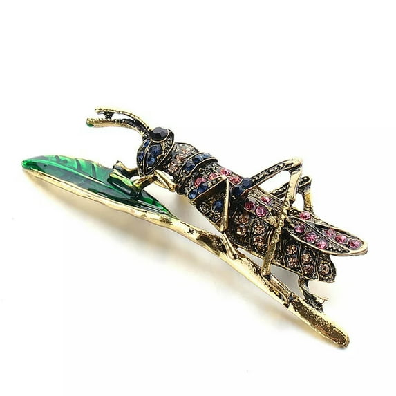 GKNET Vintage Rhinestone Insect Grasshopper Brooch Personalized Pin
