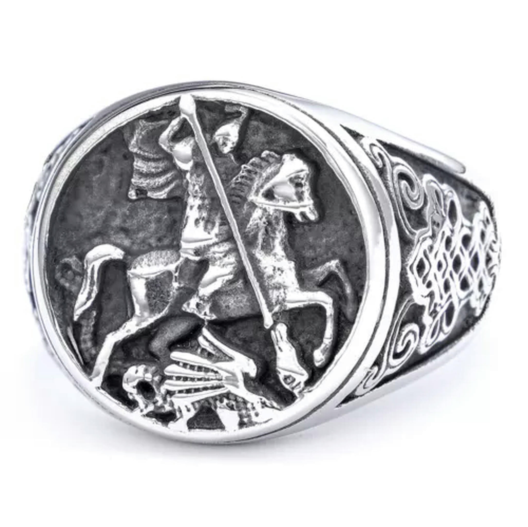 GKNET Vintage Style Paladin Dragon Slayer Stainless Steel Ring Size 7 ...