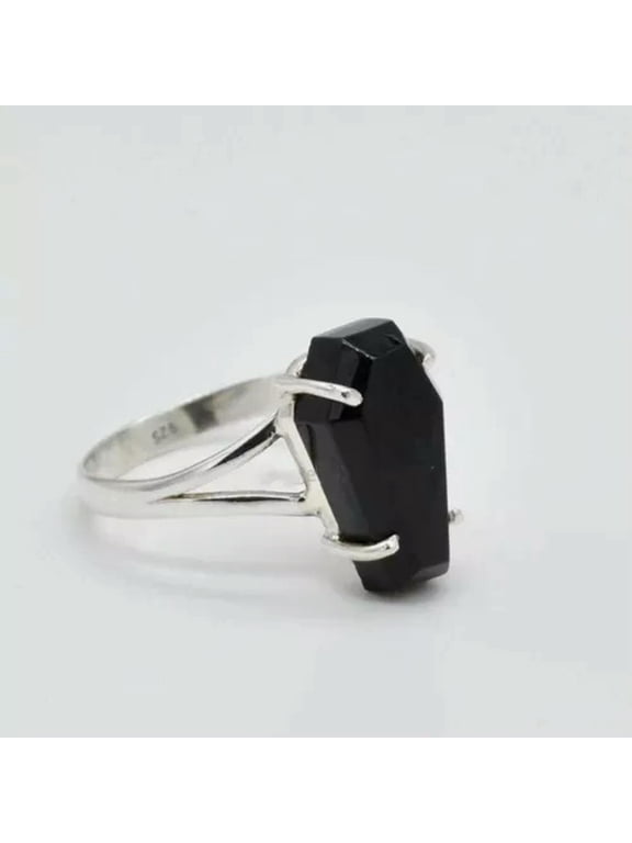 Vintage Vampire Halloween Punk Gothic Black Coffin Rings For Women Mens Jewelry-01#Black Vampire Ring-10