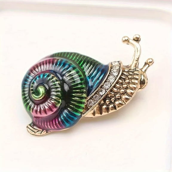 GKNET Vintage cute snail brooch with beautiful shell