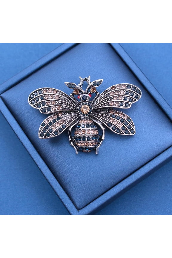 Vintage rhinestone bee brooch Vintage versatile dark insect brooch
