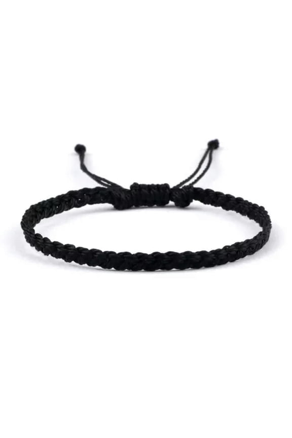 Waxed String Bracelet Braided Thread Bangles Handmade Waterproof Knot Bracelets-Black