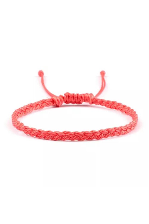 Waxed String Bracelet Braided Thread Bangles Handmade Waterproof Knot Bracelets-Pink
