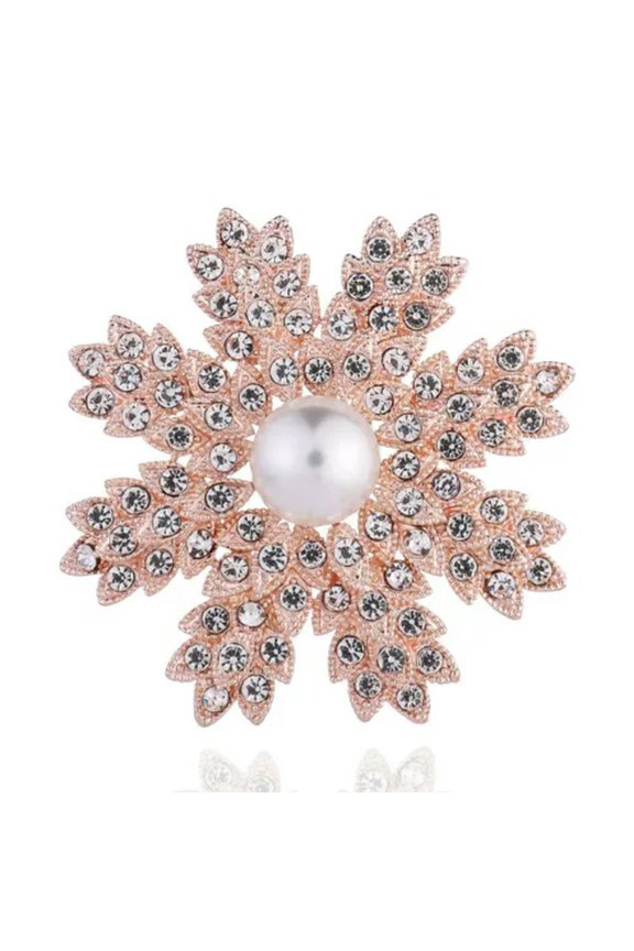 Wedding Crysatl Pearl Flower Snowflake Brooch Pin Costume Women Jewellery Gift-#16 Snowflake Pearl